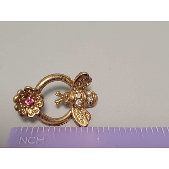 Vintage Bumble Bee Brooch and Earrings - Gold Tone with Rhinestones - Picture 6 of 10